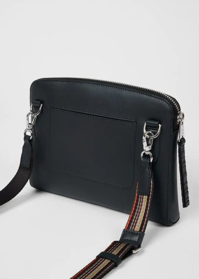 Mens Paul Smith Bags Blue Leather 039Signature Stripe039 Musette Bag