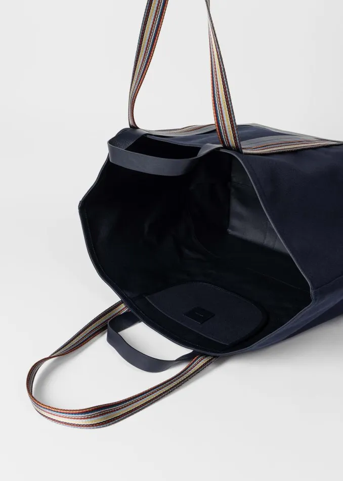 Mens Paul Smith Bags Navy Canvas Tote Bag With 039Signature Stripe039 Straps Mens Paul Smith Bags Navy Canvas Tote Bag With 039Signature Stripe039 Straps