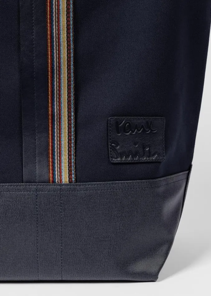 Mens Paul Smith Bags Navy Canvas Tote Bag With 039Signature Stripe039 Straps Mens Paul Smith Bags Navy Canvas Tote Bag With 039Signature Stripe039 Straps