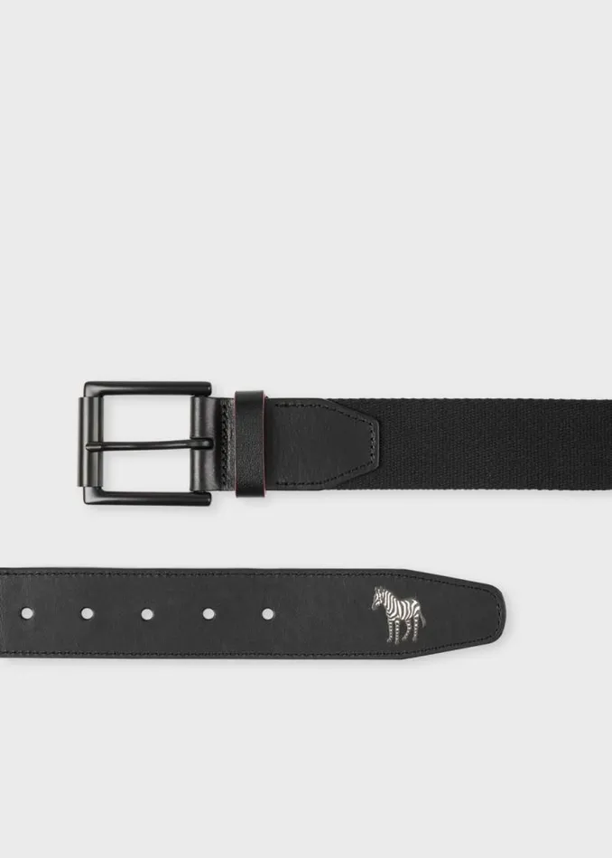 Mens Paul Smith Belts Black 039Zebra039 Webbed Belt