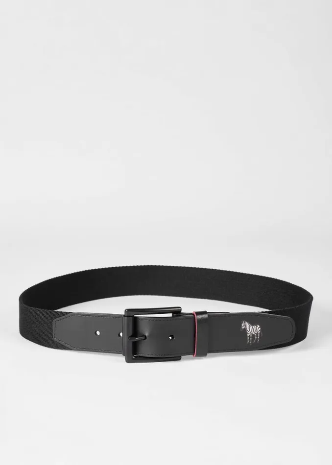 Mens Paul Smith Belts Black 039Zebra039 Webbed Belt Mens Paul Smith Belts Black 039Zebra039 Webbed Belt
