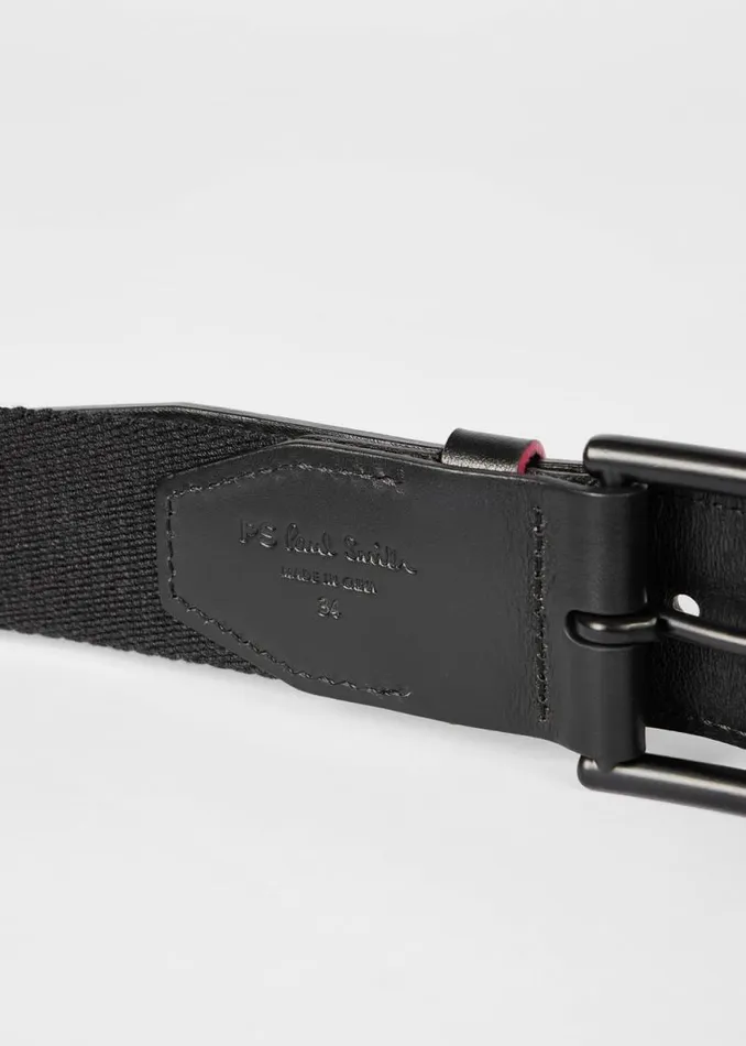 Mens Paul Smith Belts Black 039Zebra039 Webbed Belt Mens Paul Smith Belts Black 039Zebra039 Webbed Belt
