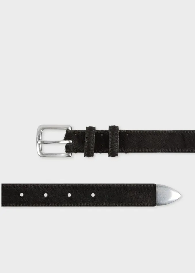 Mens Paul Smith Belts Dark Brown Textured Leather Belt