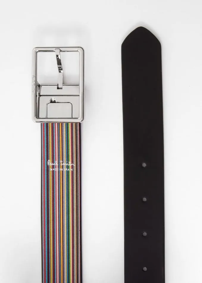 Mens Paul Smith Belts Leather 039Signature Stripe039 Reversible CutToFit Belt Mens Paul Smith Belts Leather 039Signature Stripe039 Reversible CutToFit Belt
