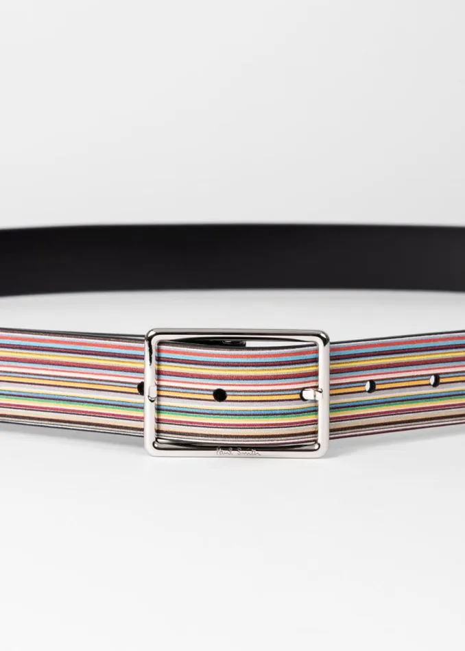 Mens Paul Smith Belts Leather 039Signature Stripe039 Reversible CutToFit Belt Mens Paul Smith Belts Leather 039Signature Stripe039 Reversible CutToFit Belt