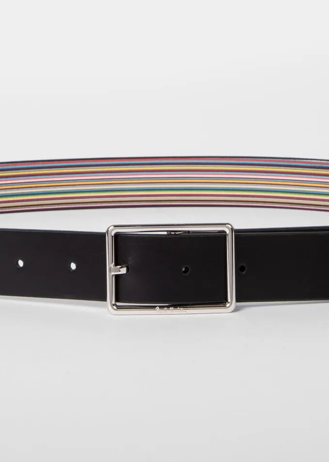Mens Paul Smith Belts Leather 039Signature Stripe039 Reversible CutToFit Belt Mens Paul Smith Belts Leather 039Signature Stripe039 Reversible CutToFit Belt