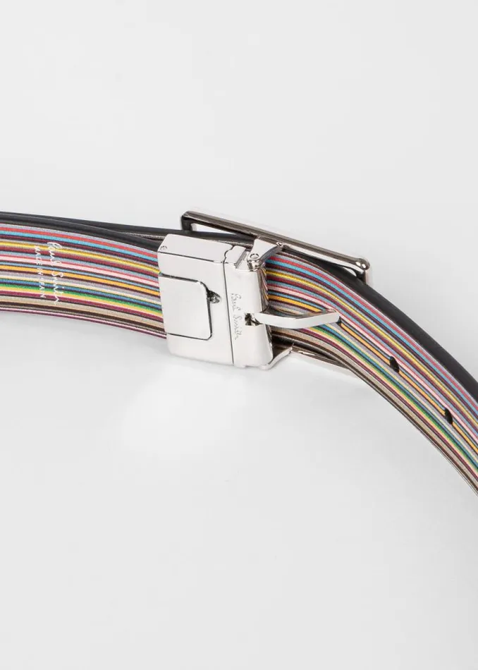 Mens Paul Smith Belts Leather 039Signature Stripe039 Reversible CutToFit Belt Mens Paul Smith Belts Leather 039Signature Stripe039 Reversible CutToFit Belt