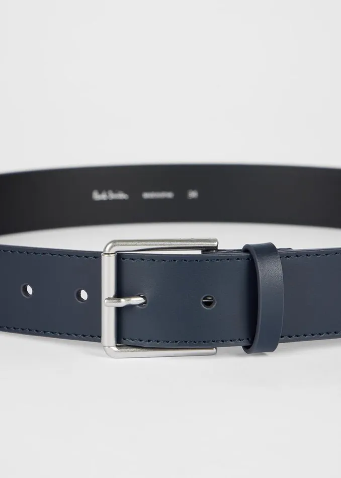 Mens Paul Smith Belts Navy 039Signature Stripe039 Corner Leather Belt Mens Paul Smith Belts Navy 039Signature Stripe039 Corner Leather Belt