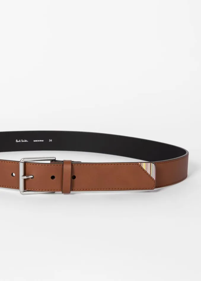 Mens Paul Smith Belts Tan 039Signature Stripe039 Corner Belt Mens Paul Smith Belts Tan 039Signature Stripe039 Corner Belt