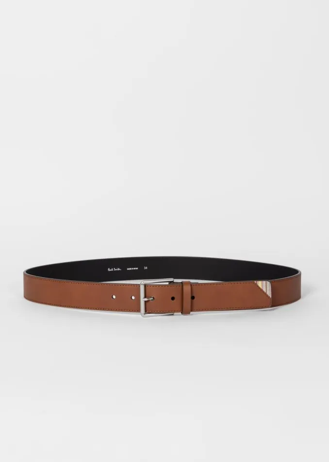 Mens Paul Smith Belts Tan 039Signature Stripe039 Corner Belt Mens Paul Smith Belts Tan 039Signature Stripe039 Corner Belt