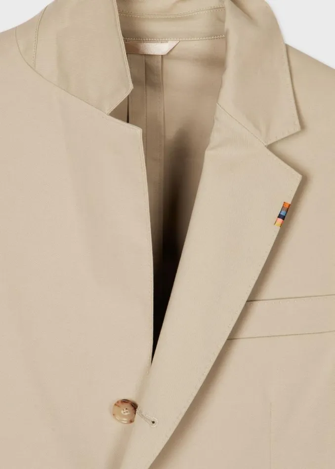 Mens Paul Smith Blazers Beige StretchCotton Twill ThreeButton Blazer Mens Paul Smith Blazers Beige StretchCotton Twill ThreeButton Blazer
