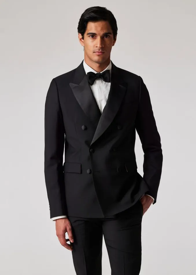 Mens Paul Smith Blazers Black WoolMohair DoubleBreasted Evening Blazer