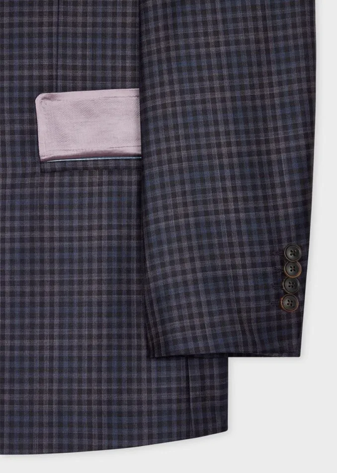 Mens Paul Smith Blazers Dark Purple Check Wool BuggyLined Blazer