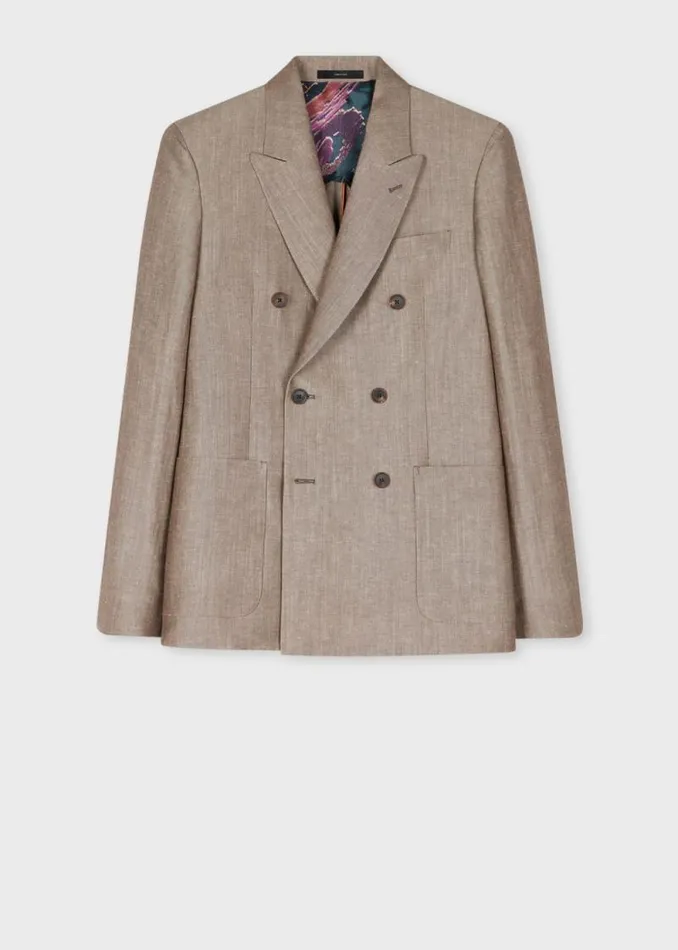 Mens Paul Smith Blazers Light Brown LinenWool DoubleBreasted Blazer