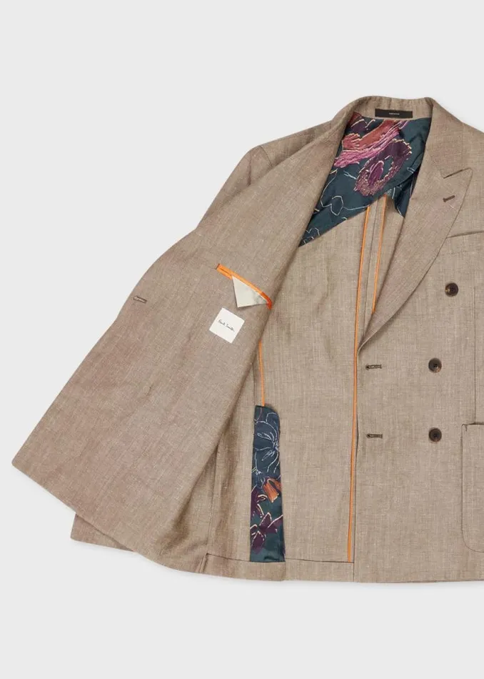 Mens Paul Smith Blazers Light Brown LinenWool DoubleBreasted Blazer Mens Paul Smith Blazers Light Brown LinenWool DoubleBreasted Blazer