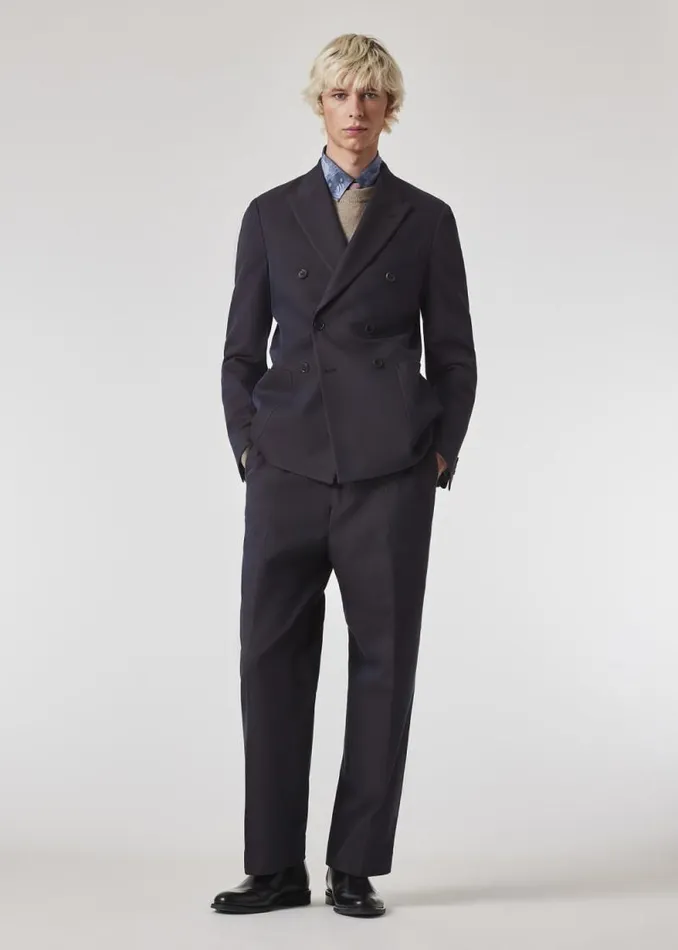 Mens Paul Smith Blazers Navy Cotton And WoolBlend Twill DoubleBreasted Blazer Mens Paul Smith Blazers Navy Cotton And WoolBlend Twill DoubleBreasted Blazer