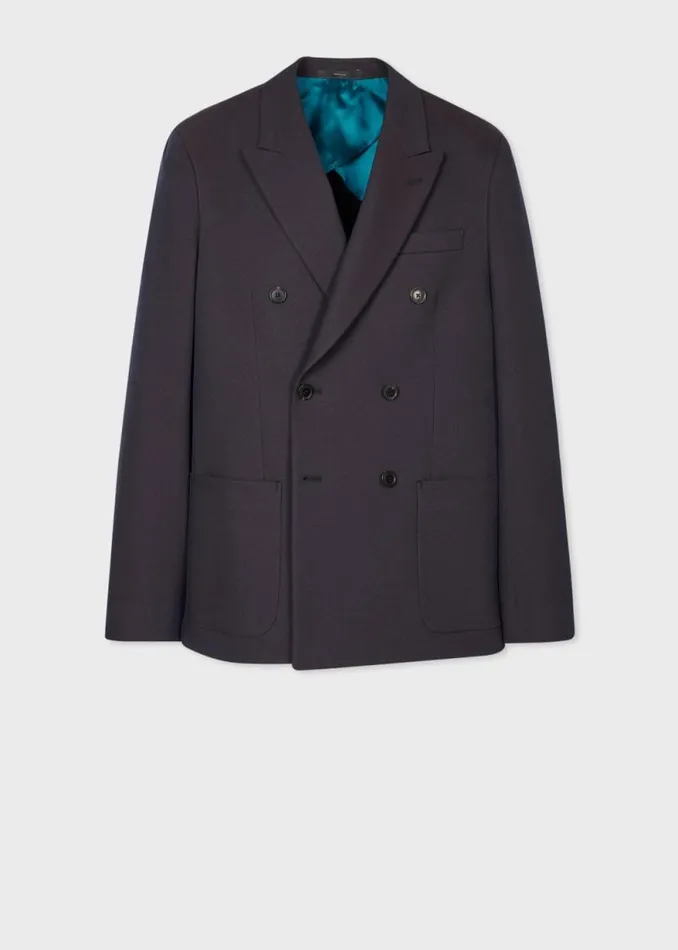 Mens Paul Smith Blazers Navy Cotton And WoolBlend Twill DoubleBreasted Blazer Mens Paul Smith Blazers Navy Cotton And WoolBlend Twill DoubleBreasted Blazer