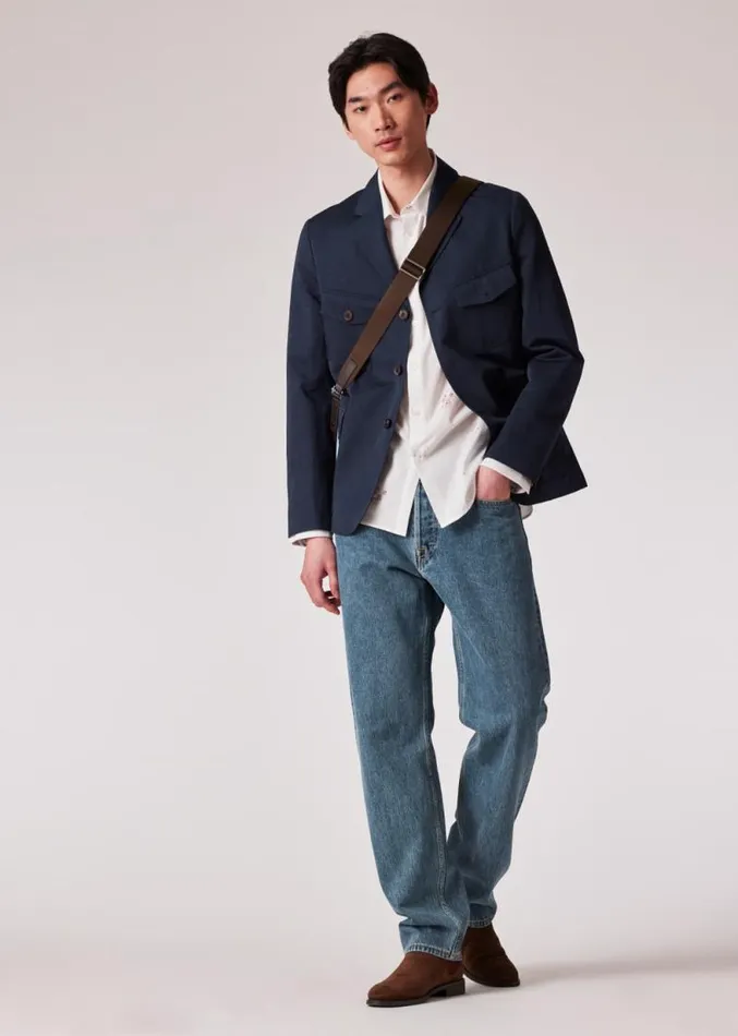 Mens Paul Smith Blazers Navy CottonLinen Four Pocket Blazer Mens Paul Smith Blazers Navy CottonLinen Four Pocket Blazer