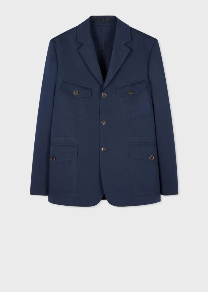 Mens Paul Smith Blazers Navy CottonLinen Four Pocket Blazer Mens Paul Smith Blazers Navy CottonLinen Four Pocket Blazer