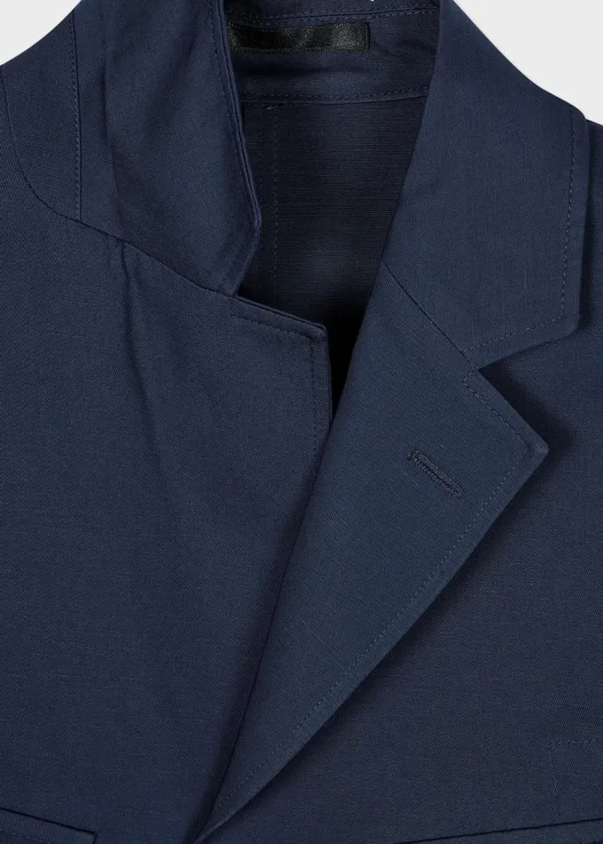 Mens Paul Smith Blazers Navy CottonLinen Four Pocket Blazer Mens Paul Smith Blazers Navy CottonLinen Four Pocket Blazer