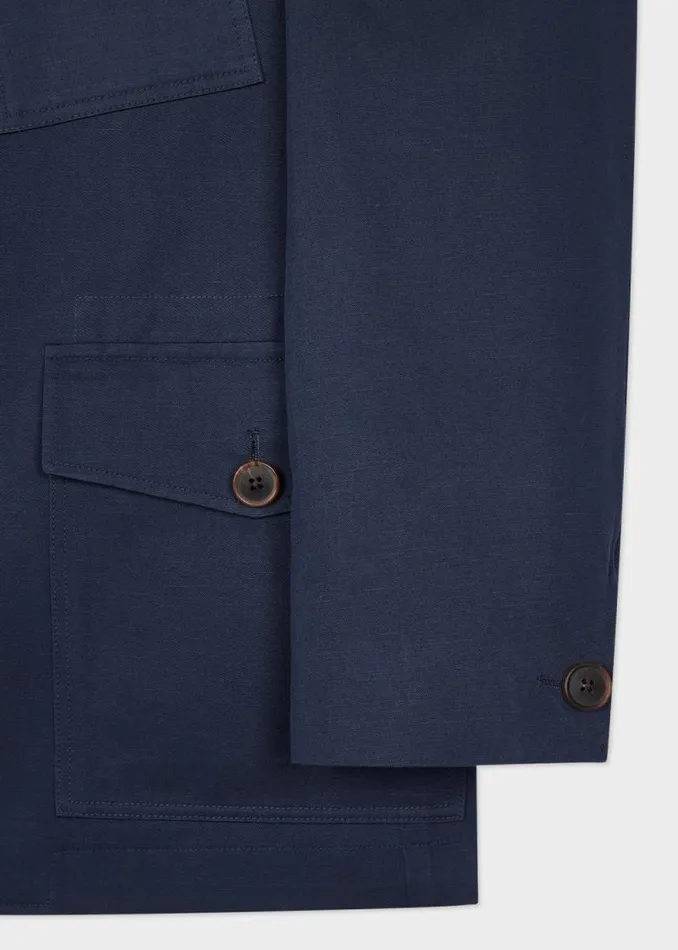 Mens Paul Smith Blazers Navy CottonLinen Four Pocket Blazer Mens Paul Smith Blazers Navy CottonLinen Four Pocket Blazer
