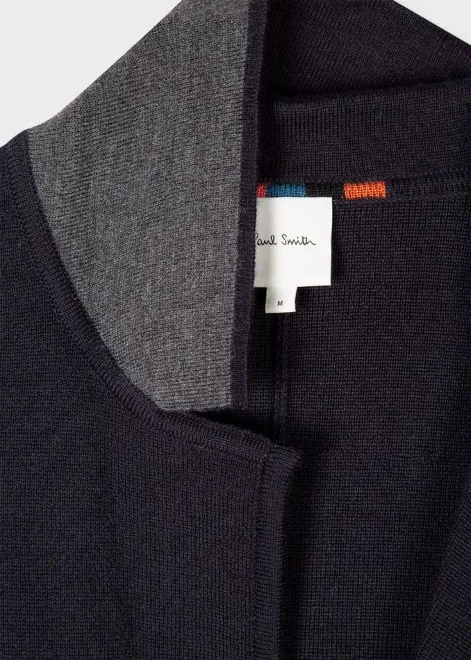 Mens Paul Smith Blazers Navy Knitted Wool Cardigan Blazer