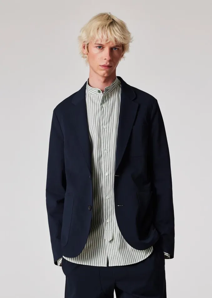 Mens Paul Smith Blazers Navy Seersucker Unlined PatchPocket Blazer