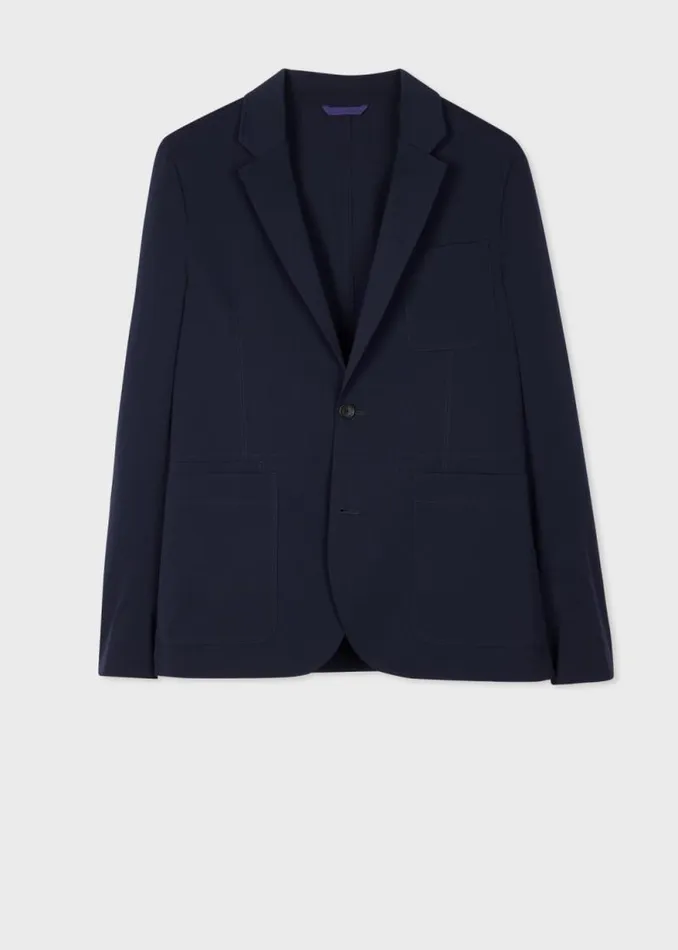 Mens Paul Smith Blazers Navy Seersucker Unlined PatchPocket Blazer Mens Paul Smith Blazers Navy Seersucker Unlined PatchPocket Blazer