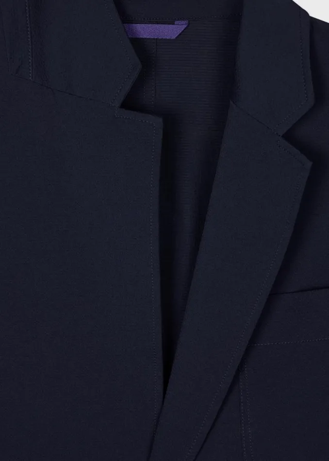 Mens Paul Smith Blazers Navy Seersucker Unlined PatchPocket Blazer Mens Paul Smith Blazers Navy Seersucker Unlined PatchPocket Blazer