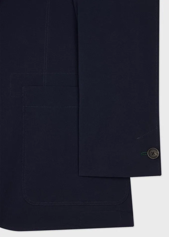 Mens Paul Smith Blazers Navy Seersucker Unlined PatchPocket Blazer Mens Paul Smith Blazers Navy Seersucker Unlined PatchPocket Blazer