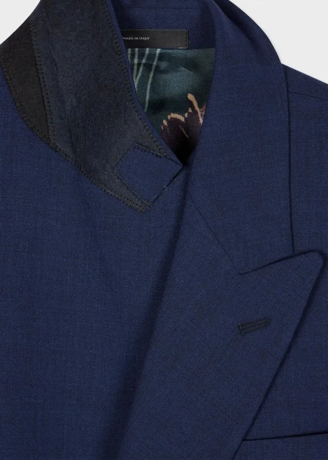 Mens Paul Smith Blazers Royal Blue Overdye Marl StretchWool DoubleBreasted Blazer Mens Paul Smith Blazers Royal Blue Overdye Marl StretchWool DoubleBreasted Blazer