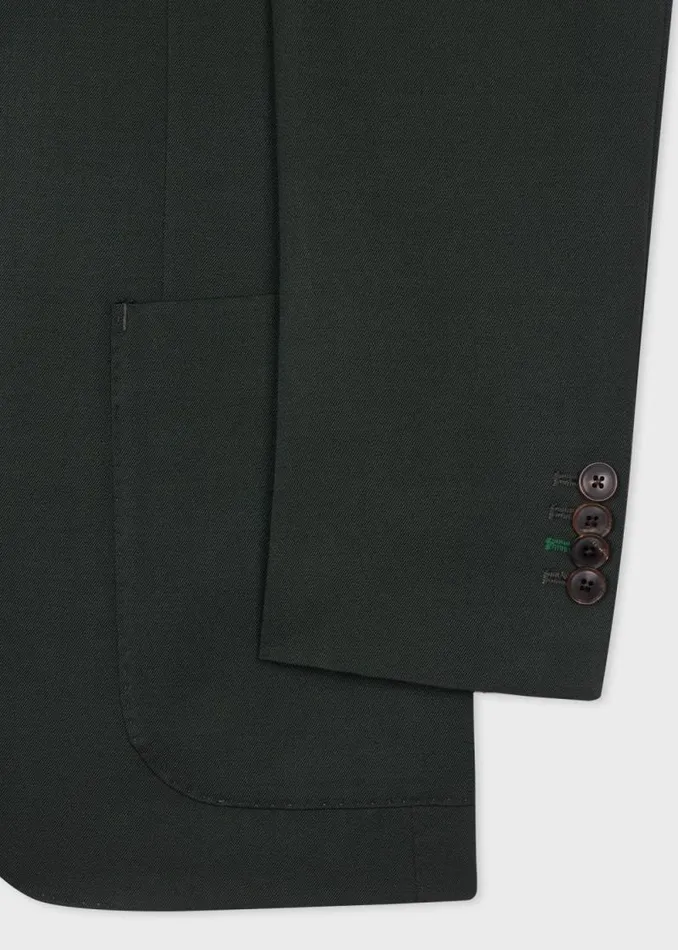 Mens Paul Smith Blazers SlimFit Forest Green Wool Gabardine ThreeButton Blazer Mens Paul Smith Blazers SlimFit Forest Green Wool Gabardine ThreeButton Blazer
