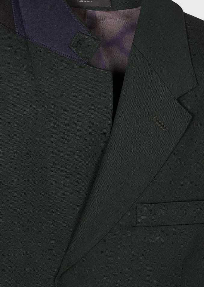 Mens Paul Smith Blazers SlimFit Forest Green Wool Gabardine ThreeButton Blazer Mens Paul Smith Blazers SlimFit Forest Green Wool Gabardine ThreeButton Blazer