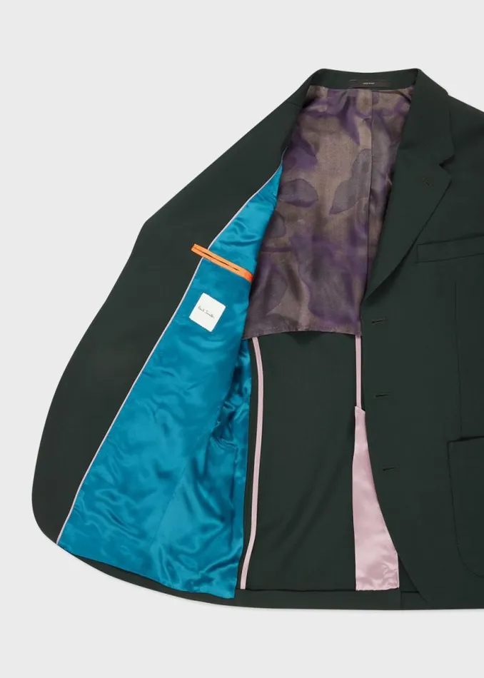 Mens Paul Smith Blazers SlimFit Forest Green Wool Gabardine ThreeButton Blazer Mens Paul Smith Blazers SlimFit Forest Green Wool Gabardine ThreeButton Blazer