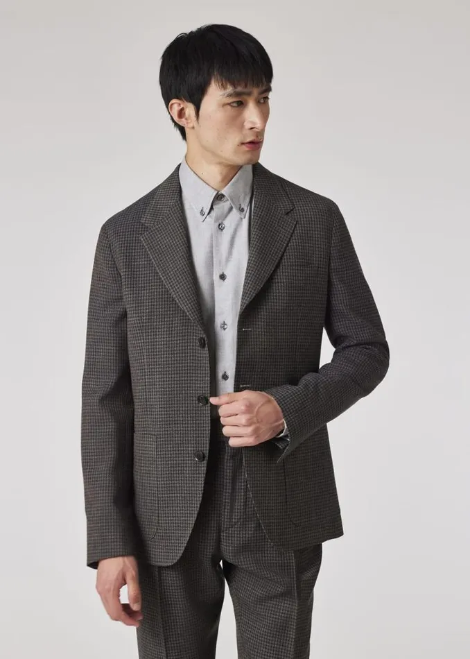 Mens Paul Smith Blazers SlimFit Green Gingham Check StretchWool ThreeButton Blazer Mens Paul Smith Blazers SlimFit Green Gingham Check StretchWool ThreeButton Blazer