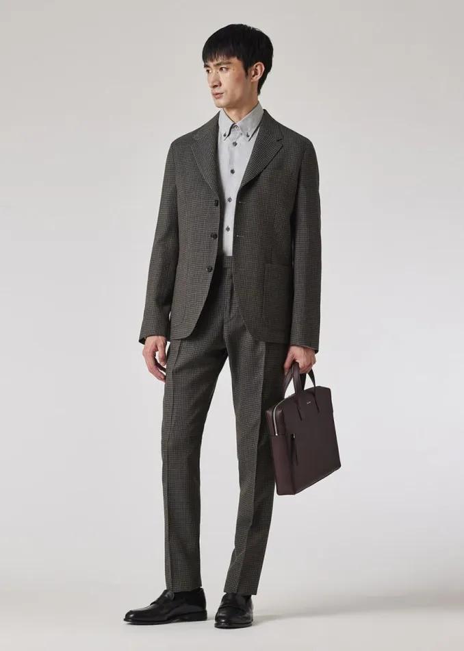 Mens Paul Smith Blazers SlimFit Green Gingham Check StretchWool ThreeButton Blazer Mens Paul Smith Blazers SlimFit Green Gingham Check StretchWool ThreeButton Blazer