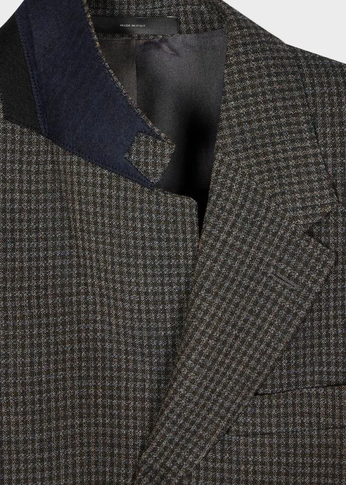 Mens Paul Smith Blazers SlimFit Green Gingham Check StretchWool ThreeButton Blazer Mens Paul Smith Blazers SlimFit Green Gingham Check StretchWool ThreeButton Blazer