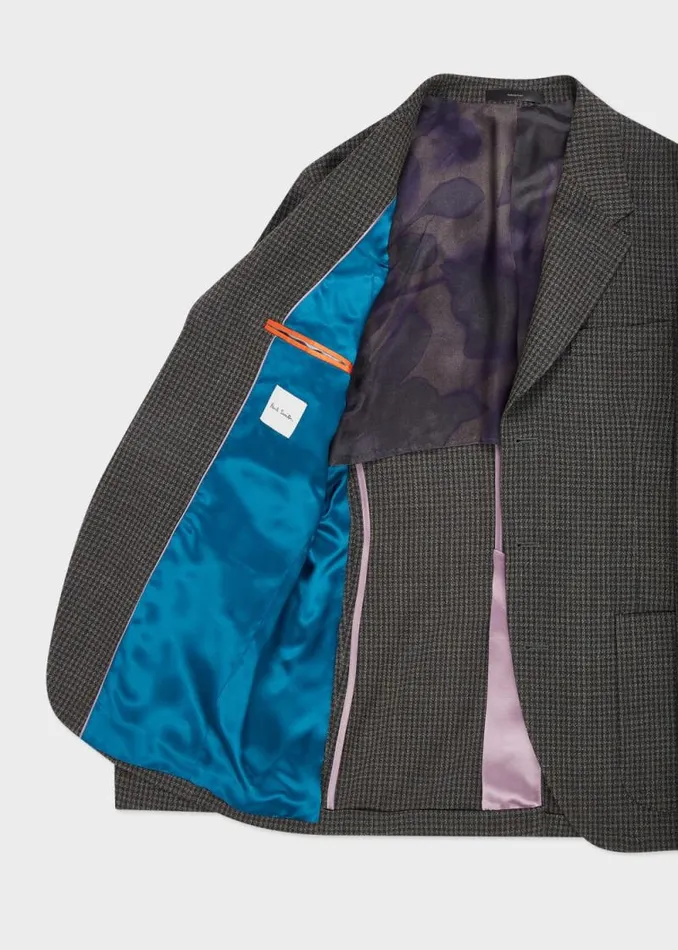 Mens Paul Smith Blazers SlimFit Green Gingham Check StretchWool ThreeButton Blazer Mens Paul Smith Blazers SlimFit Green Gingham Check StretchWool ThreeButton Blazer