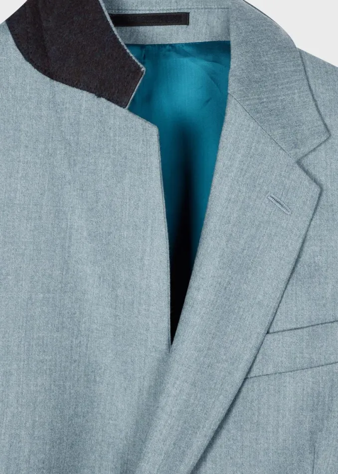 Mens Paul Smith Blazers TailoredFit Light Blue Overdyed WoolCashmere Flannel Blazer