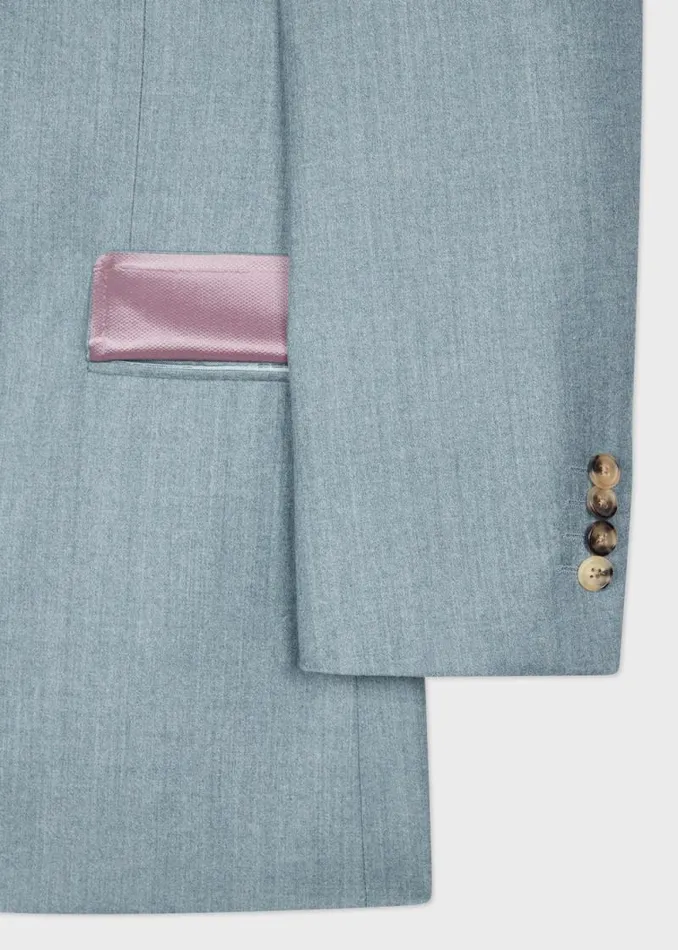 Mens Paul Smith Blazers TailoredFit Light Blue Overdyed WoolCashmere Flannel Blazer