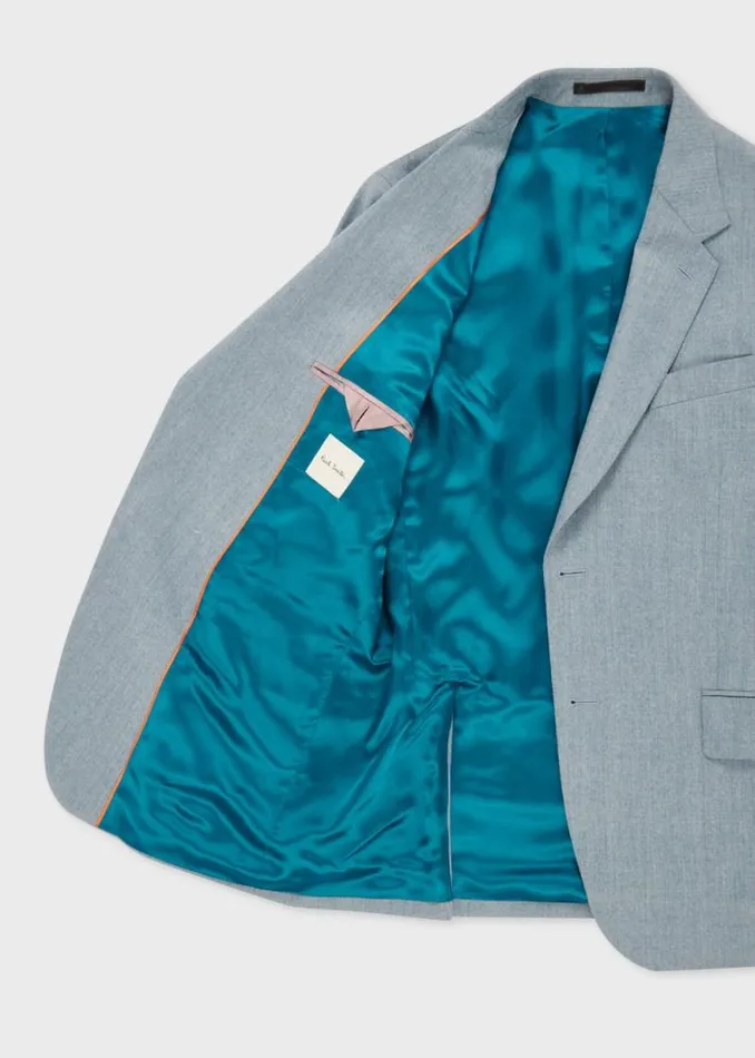 Mens Paul Smith Blazers TailoredFit Light Blue Overdyed WoolCashmere Flannel Blazer