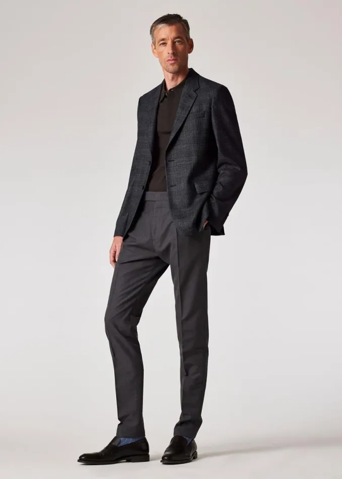 Mens Paul Smith Blazers TailoredFit Navy Gingham Check Natural Stretch Wool Blazer Mens Paul Smith Blazers TailoredFit Navy Gingham Check Natural Stretch Wool Blazer