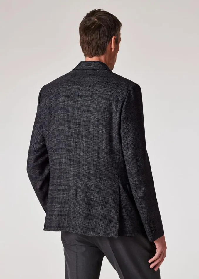 Mens Paul Smith Blazers TailoredFit Navy Gingham Check Natural Stretch Wool Blazer Mens Paul Smith Blazers TailoredFit Navy Gingham Check Natural Stretch Wool Blazer