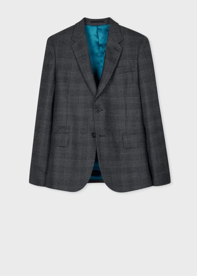 Mens Paul Smith Blazers TailoredFit Navy Gingham Check Natural Stretch Wool Blazer Mens Paul Smith Blazers TailoredFit Navy Gingham Check Natural Stretch Wool Blazer