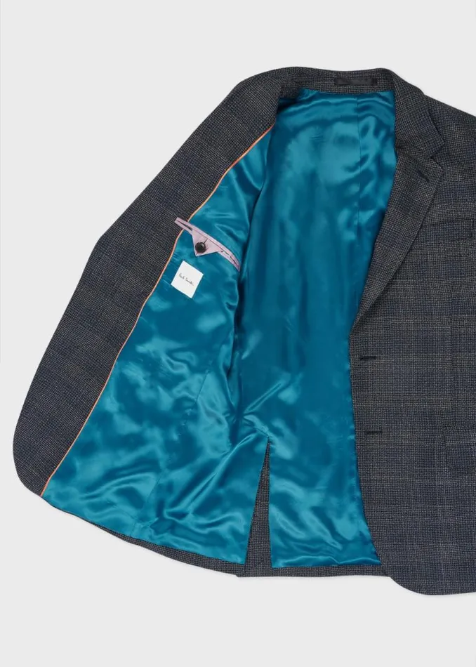Mens Paul Smith Blazers TailoredFit Navy Gingham Check Natural Stretch Wool Blazer Mens Paul Smith Blazers TailoredFit Navy Gingham Check Natural Stretch Wool Blazer