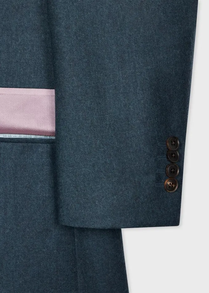 Mens Paul Smith Blazers TailoredFit Teal Overdyed WoolCashmere Flannel Blazer