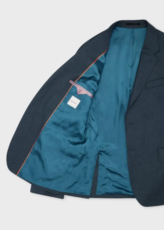 Mens Paul Smith Blazers TailoredFit Teal Overdyed WoolCashmere Flannel Blazer