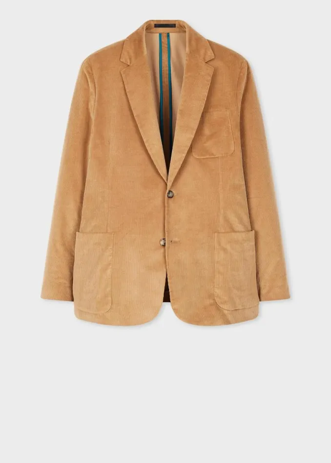 Mens Paul Smith Blazers Tan CottonBlend Corduroy Unlined Blazer Mens Paul Smith Blazers Tan CottonBlend Corduroy Unlined Blazer