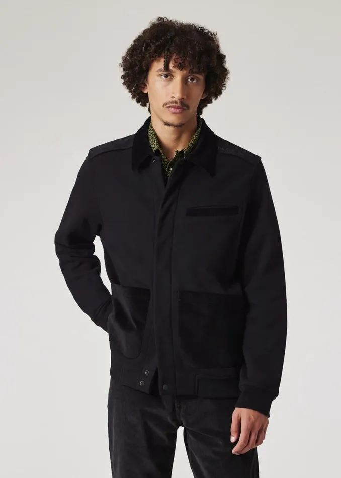 Mens Paul Smith Coats and Jackets Black CottonJersey Jacket With Corduroy Trim Mens Paul Smith Coats and Jackets Black CottonJersey Jacket With Corduroy Trim