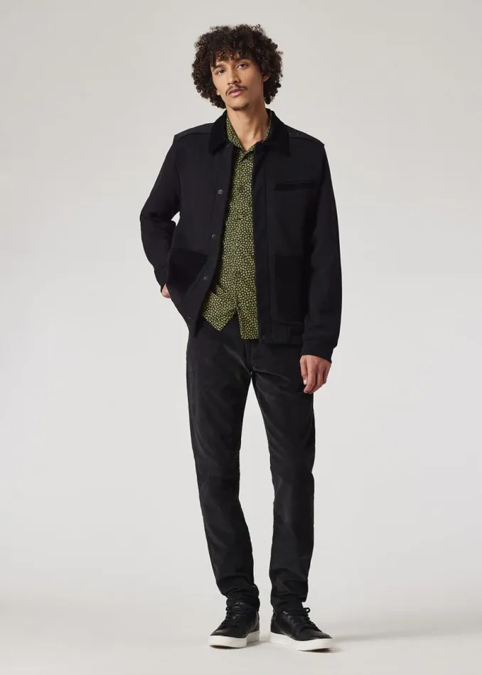 Mens Paul Smith Coats and Jackets Black CottonJersey Jacket With Corduroy Trim Mens Paul Smith Coats and Jackets Black CottonJersey Jacket With Corduroy Trim